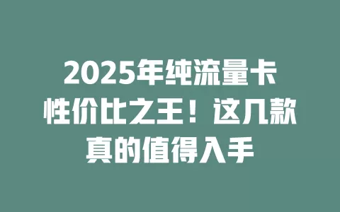 2025年纯流量卡性价比之王！这几款真的值得入手