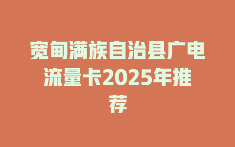 宽甸满族自治县广电流量卡2025年推荐