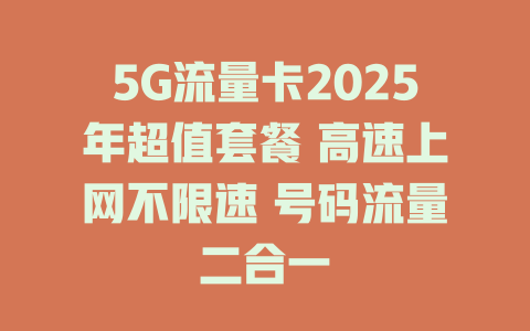 5G流量卡2025年超值套餐 高速上网不限速 号码流量二合一