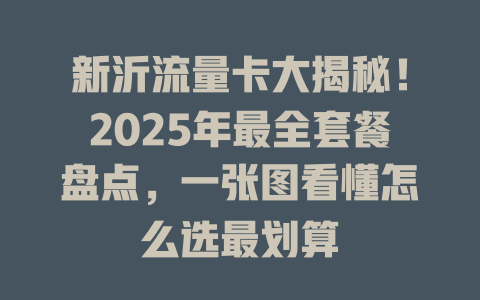 新沂流量卡大揭秘！2025年最全套餐盘点，一张图看懂怎么选最划算