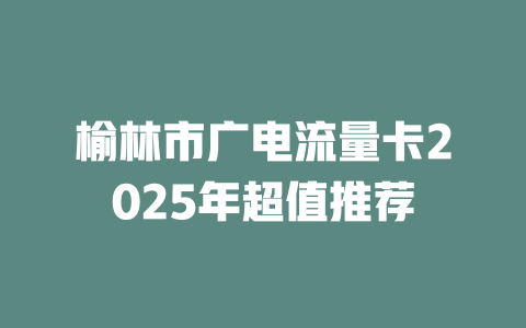 榆林市广电流量卡2025年超值推荐