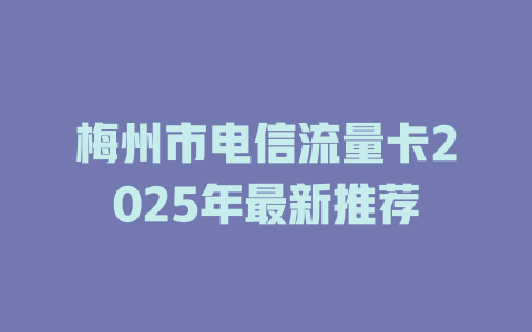 梅州市电信流量卡2025年最新推荐