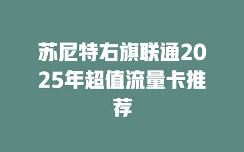 苏尼特右旗联通2025年超值流量卡推荐