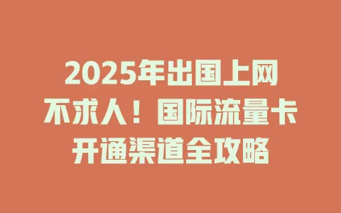 2025年出国上网不求人！国际流量卡开通渠道全攻略