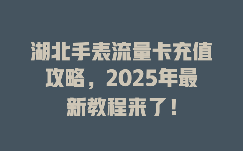 湖北手表流量卡充值攻略，2025年最新教程来了！