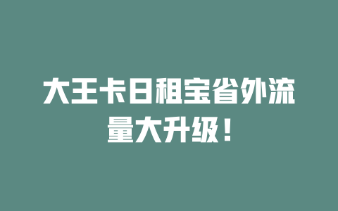 大王卡日租宝省外流量大升级！