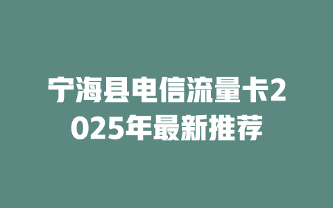 宁海县电信流量卡2025年最新推荐