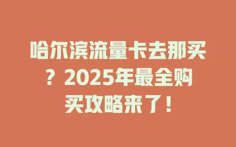 哈尔滨流量卡去那买？2025年最全购买攻略来了！