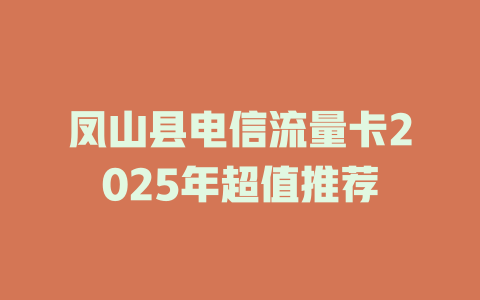 凤山县电信流量卡2025年超值推荐
