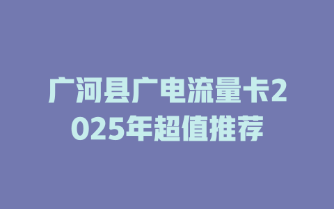 广河县广电流量卡2025年超值推荐