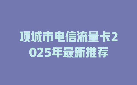 项城市电信流量卡2025年最新推荐