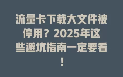 流量卡下载大文件被停用？2025年这些避坑指南一定要看！