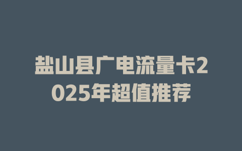 盐山县广电流量卡2025年超值推荐