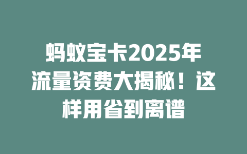 蚂蚁宝卡2025年流量资费大揭秘！这样用省到离谱
