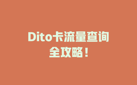 Dito卡流量查询全攻略！