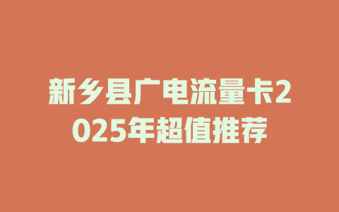 新乡县广电流量卡2025年超值推荐