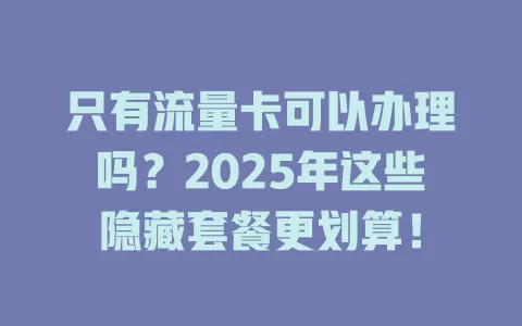 只有流量卡可以办理吗？2025年这些隐藏套餐更划算！