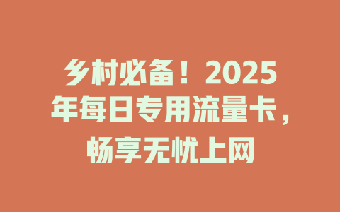 乡村必备！2025年每日专用流量卡，畅享无忧上网