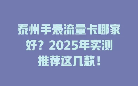 泰州手表流量卡哪家好？2025年实测推荐这几款！