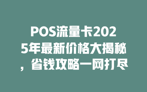 POS流量卡2025年最新价格大揭秘，省钱攻略一网打尽