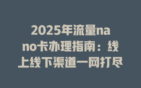 2025年流量nano卡办理指南：线上线下渠道一网打尽