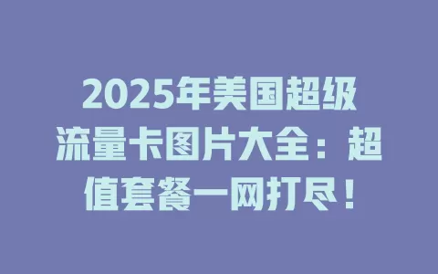 2025年美国超级流量卡图片大全：超值套餐一网打尽！