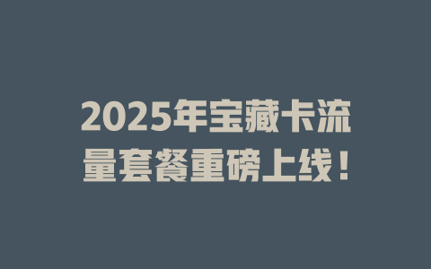 2025年宝藏卡流量套餐重磅上线！