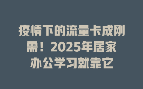 疫情下的流量卡成刚需！2025年居家办公学习就靠它