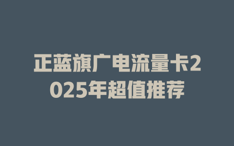 正蓝旗广电流量卡2025年超值推荐