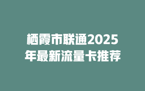 栖霞市联通2025年最新流量卡推荐