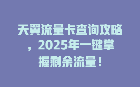 天翼流量卡查询攻略，2025年一键掌握剩余流量！