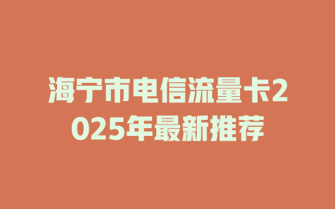 海宁市电信流量卡2025年最新推荐