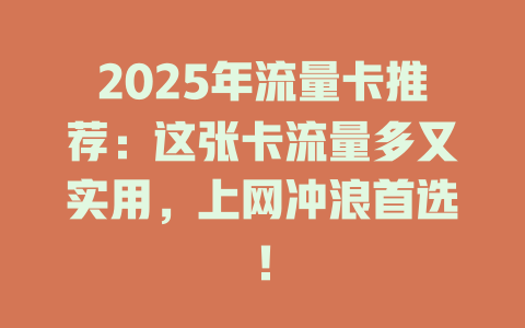 2025年流量卡推荐：这张卡流量多又实用，上网冲浪首选！