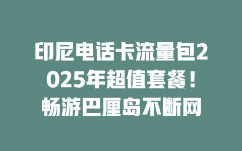 印尼电话卡流量包2025年超值套餐！畅游巴厘岛不断网