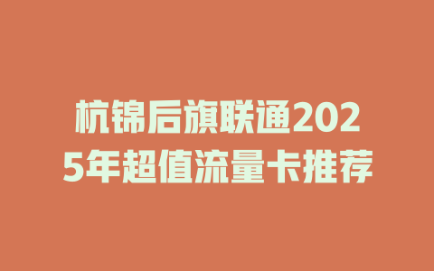 杭锦后旗联通2025年超值流量卡推荐