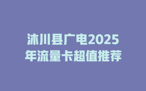 沐川县广电2025年流量卡超值推荐