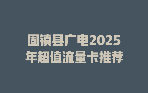 固镇县广电2025年超值流量卡推荐