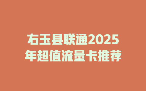 右玉县联通2025年超值流量卡推荐