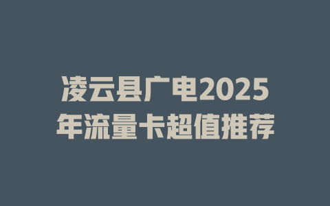 凌云县广电2025年流量卡超值推荐