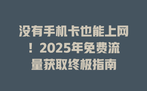 没有手机卡也能上网！2025年免费流量获取终极指南
