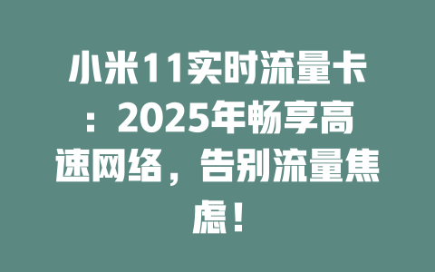 小米11实时流量卡：2025年畅享高速网络，告别流量焦虑！