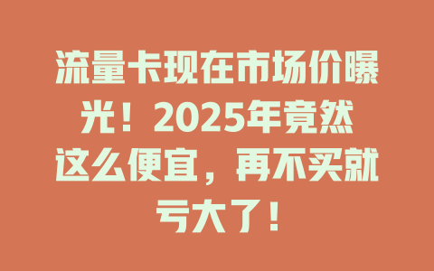 流量卡现在市场价曝光！2025年竟然这么便宜，再不买就亏大了！