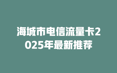 海城市电信流量卡2025年最新推荐