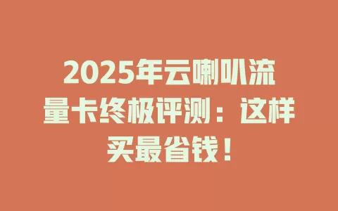 2025年云喇叭流量卡终极评测：这样买最省钱！