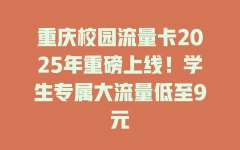 重庆校园流量卡2025年重磅上线！学生专属大流量低至9元
