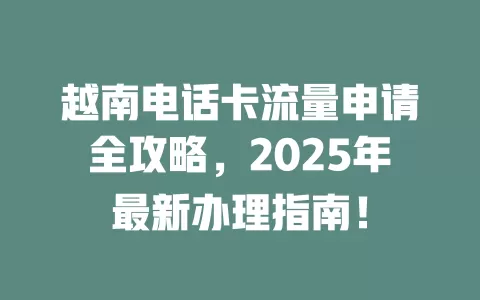 越南电话卡流量申请全攻略,2025年最新办理指南!