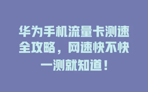 华为手机流量卡测速全攻略，网速快不快一测就知道！