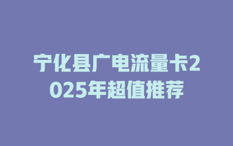 宁化县广电流量卡2025年超值推荐