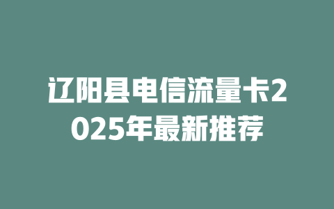 辽阳县电信流量卡2025年最新推荐