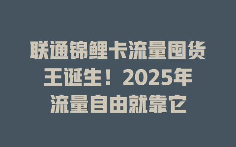 联通锦鲤卡流量囤货王诞生！2025年流量自由就靠它